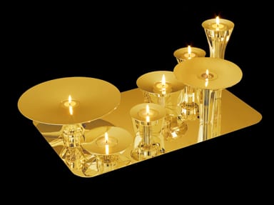 Cidade candelabra in gilt, by Barber Osgerby