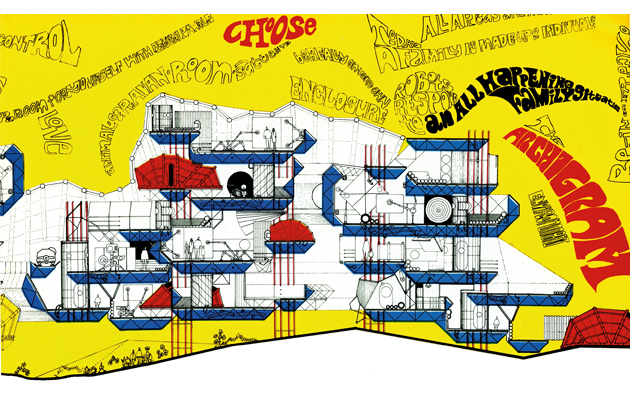 Control and Choice Dwellings, Part Section, Warren Chalk, Peter Cook, Dennis Crompton, Ron Herron, Archigram 1967. Photo: Archigram Archive