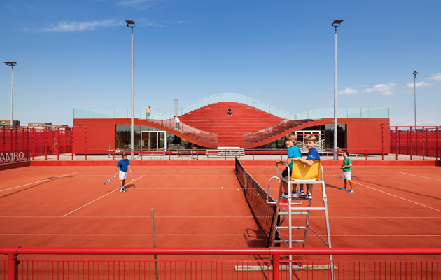 MVRDV s combined clubhouse and grandstand for Tennis Club Ijburg in Amsterdam
