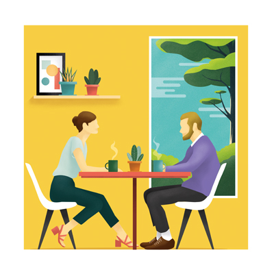 Office space mental health illustration ICON