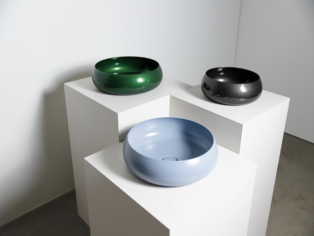 Three washbasins in a range of colours copy