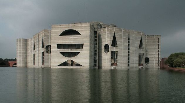 National Assembly building in Dhaka by Louis Kahn. Photo by Rossi101 via Wikimedia