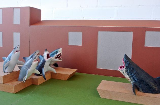 Jamie Shorten's Antepavilion will make the form of six sharks. Image courtesy of Architecture Foundation.