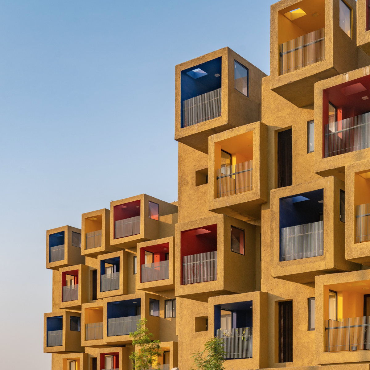 colour, housing blocks, cubic architecture, india, sanjay puri architects, india architecture, iconeye, ICON magazine