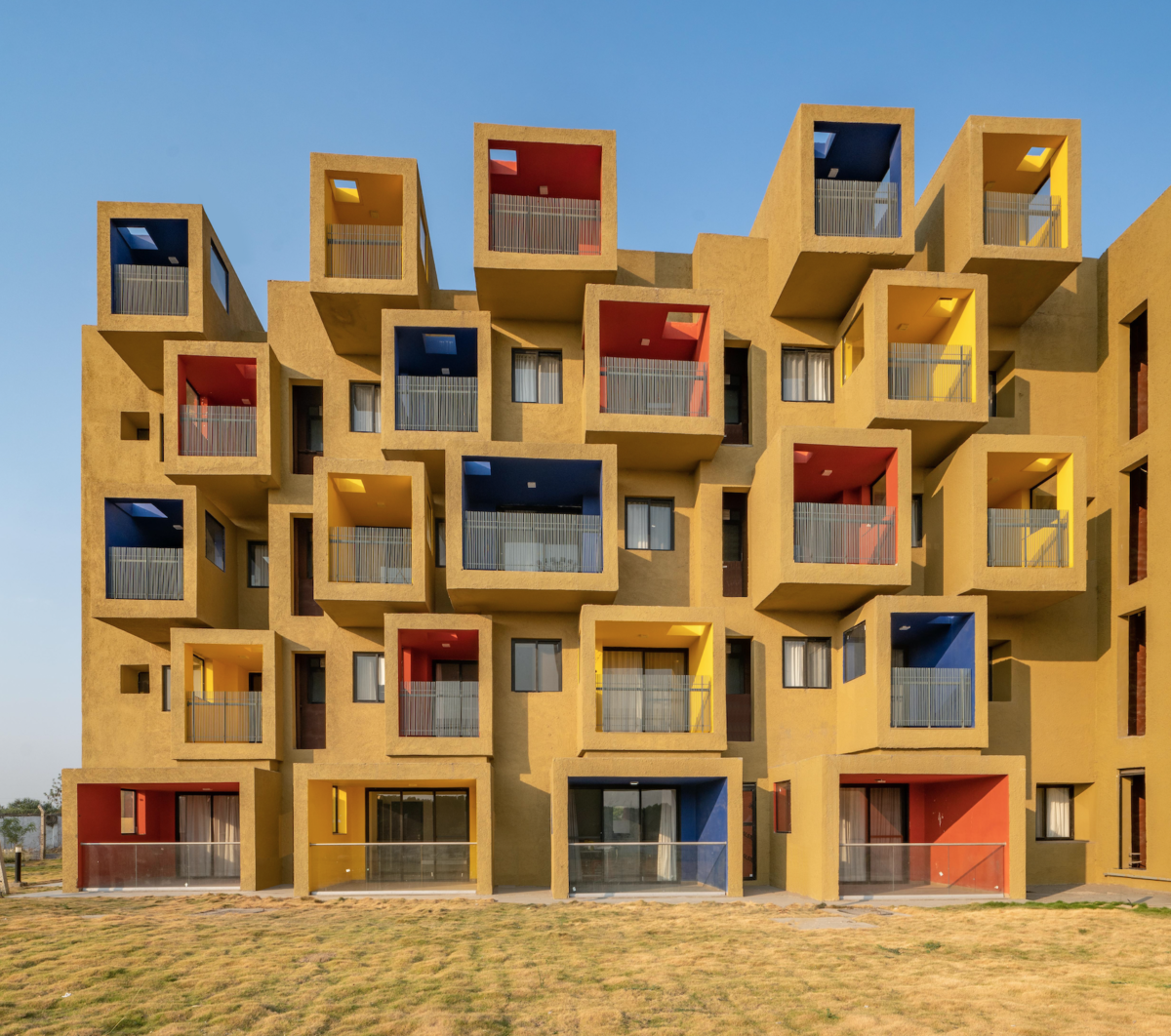 colour, housing blocks, cubic architecture, india, sanjay puri architects, india architecture, iconeye, ICON magazine
